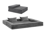 Artiss 3-in-1 Convertible Sofa Bed with Folding Mattress Velvet Foam Chair 300KG SB-B-DBED-FOLD-GY