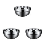 3PC Stainless Steel Bowls, Lightweight Unbreakable Layered Salad Bowls Dishwasher Safe, V1369-AZ3-W-15289
