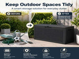 60 Gallon Outdoor Storage Deck Box, 227L Resin Patio Storage Box with Lockable Lid, Waterproof-Look V1338-WAK0074