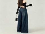 Vintage Blue Size XL Retro High Waist Wide Leg Denim Halloween Plus Size Friendly Gift Double V1221-XM-LB6538-GM172