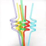 40 Pcs Colorful Spiral Long Plastic Crazy Drinking Silly Colorful Bendable V1369-AZ3-W-15695