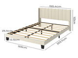 Levede Metal Wooden Bed Frame Queen Panel Plush Upholstered Mattress Platform BF1072-Q-BG-AU