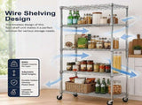 Wire Storage Rack 90x45cm Chrome Shelving with Wheels V63-841441