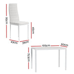 Artiss Dining Chairs and Table Dining Set 4 Chair Set Of 5 White DINING-B-M-T105-WH-AB