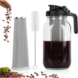 64oz Mason Jar Cold Brew Coffee Pitcher Set - Soda Lime Glass Jug with Measurement Marks, Pour Spout V888-ELOSUNG55470