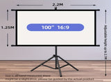 100in Portable and mobile projection screen with tripod stand, 169 HD format, suitable for home V1102-TYYPM004
