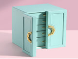 Light Blue Elegant 5-Layer Large Capacity Jewelry Storage Box with Dual Opening Doors - Perfect for V888-ELOSUNG13846