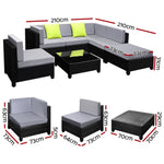 Gardeon 7-Piece Outdoor Sofa Set Wicker Couch Lounge Setting Seat Cover FF-BONDI-BK-ABCD