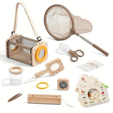 STEM Insect Observation Explorer Kit Wooden Telescopic Butterfly Net, Ventilated Habitat Box, V1232-PDTZ-002