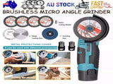 800W Mini Cordless Brushless Angle Grinder Cutting Tool W/ 2x Battery & Charger V201-CUT0012BU8AU