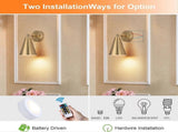 Modern Gold Battery Operated Wall Sconces Set of 2, Remote Dimming, Dual Color, Adjustable V1263-JX-5787