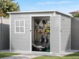 Giantz Garden Shed Outdoor Storage Box 1.87x1.28M Resin Tool Shed Backyard Grey SHED-FLAT-P-4X6-GR-ABC
