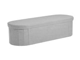 Oval Storage Ottoman Bench, Foldable Teddy Fleece End of Bed Bench, Folding Upholstered Bed Ottoman V952-BYWSZYKZDK40KOB06001V0