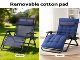 Gardeon Sun Lounge Lounger Folding Camping Zero Gravity Chair Outdoor Furniture XL Blue FF-LOUNGE-DSXL-BU