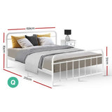 Artiss Bed Frame Metal Bed Frame LEO - Queen MBED-C-LEO-Q-WH