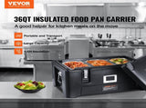 Insulated Food Pan Carrier, 36Qt Capacity, Stackable Catering Hot Box with 3 Stainless Steel Pans, V952-SPBW30-D1330LULKRV0