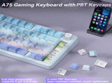 Solakaka A75 3-Mode RGB Mechanical Keyboard, Hot-Swappable Greywood V3 Switch,BluePurple V1300-A75-BLUE-PURPLE