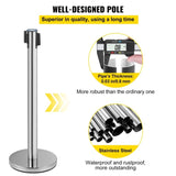 Crowd Control Stanchion, Set of 6 Pieces Stanchion Set, Stanchion Set with 2 m Red Retractable Belt, V952-GLZYSHDJTZGX6WOY8V0