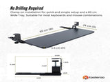 Tooleroo Computer Keyboard Tray Under Desk Clamp On Pull Out 65cm - Black V238-SUPDZ-42438887407696
