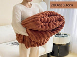 Premium Rabbit Fleece Large Blanket Thick Flannel Milk Fleece Double Bed Throw Caramel 200230cm for V1221-XM-LB5565-ZS195