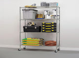 Modular Wire Storage 90x45cm Steel Shelving Chrome With Wheels For Garage Warehouse Or Kitchen V63-841441