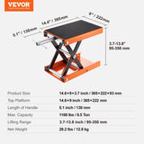 VEVOR Motorcycle Scissor Jack Lift 1100 lbs Wide Deck Hoist Stand for ATVs Bike V952-MTCSJJCSB1100QMRIV0
