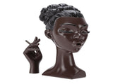 Head Scents Holder Funny Elegant Black Women Head Shaped Resin Home Office Desk Decor for Incense V1294-YM0901-3115260006811