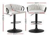 Artiss Bar Stool x4 Kitchen Dining Chair Counter Gaslift Woven Velvet Ivory BA-K-71096-BGX4