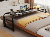 SOGA 120x45cm Black Cross Bed Movable Desk Table w/ Adjustable Length & Height SIDETAB29X2