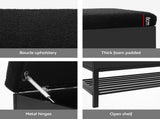 Artiss Storage Ottoman Blanket Box 110cm Boucle Shelf OTM-RTA-01-SHF-BK