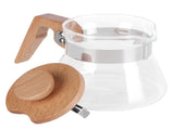 400ml Teapot Glass Coffee Maker Pot Water Kettle with Wood Handle Kitchen Accessory V1294-YM0721-3118210053111
