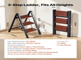 3 Step Ladder, Folding Step Stool with Wide Anti-Slip Pedal and Comfort Handgrip, Lightweight 150 kg V952-LHJHJTSB0000TIJOS001V0