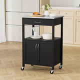 Artiss Kitchen Island Trolley Rolling Serving Cart Storage Drawer Cupboard 60cm FUR-G-KI-60-BK