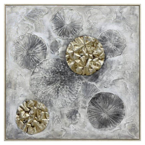 100X100cm Golden Orbs Amidst Ethereal Mists Light Wood Framed Hand Painted Canvas Wall Art V411-SOK-HMTWF-HSH-7