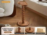 Solid Rubberwood Gourd Shape Side Table with Raised Edge, Compact Round Top for Sofa, Bedside, Small V1341-ZY-GOURDAA3-WALNUT