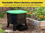 Gardeon Compost Bin 4-Tray Stackable Worm Farm Composter with Liquid Fertiliser Tap CBIN-4LVL-GNBK