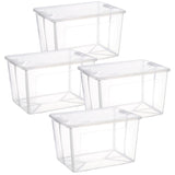 4x 37 Litre Modular Clear Foldable Storage Box with Lid Plastic Tub Collapsible V563-75199_4X