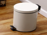 5L Round Lidded Trash Can Foot Pedal Garbage Bin for Kitchen Bathroom Hotel-White V1161-100815