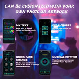 Smart LED Gesture-Sensing Light-Up Mask, 45 Dynamic 70 Static Patterns, Party Atmosphere Essential V1232-BLMJ-002