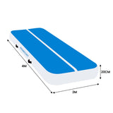 Powertrain Airtrack 20cm Thick 4m x 2m Inflatable Gymnastics Tumbling Mat Air Track - Blue IFM-0402-BUWH