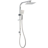 Brushed Nickel Square Twin Shower Set 8" Rain Head 3 Modes Handheld Silding Rail Arm V1233-C7121NHS002M4CNKSS108N