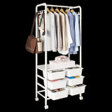 Metal Open Wardrobe Modern Storage Cabinet Tall Clothes Drawers Hanger Coat Rack V63-838301