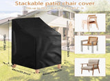 2 Pack Waterproof Outdoor Furniture Covers for Garden Cushions Stacking Chairs Black V1258-DP02-BOL-558