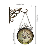 Retro Double Sided Wall Wrought Iron Two Faces Antique Wall Hanging Non-Ticking V1192-AZ-W-10514