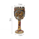 Resin Round ReliefMedallion Goblet 2 PCS, Multipattern Embossed Resin Cup, Stainless Steel Liner, V1221-XM-LB4276-ZS107