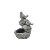 Perched Birds On Stones Planter w Hole Plug 40cm V637-49480BRD