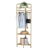 Corner Gold Clothing Rack Stylish Clothes Storage Stand for Bedroom & Wardrobe V63-921081