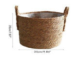 Flower Pots Seagrass Plant Basket with Handle Indoor Woven Flower Pot Toy Storage Container for V1294-YM0717-10077510
