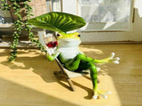 Mini Frog Garden Decor for Outside Miniature Frog Figurines Plant Decorations for Pots, Creative V1369-AZ3-W-10063