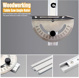 Stainless Steel & Aluminum Woodworking Angle Gauge with Laser-Etched Dial, Miter Guide Rail and V1341-ZY-6YRDSPGR-250MMA